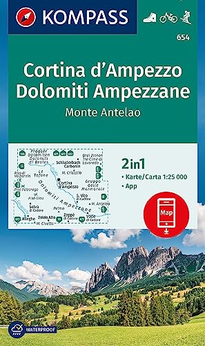 KOMPASS Wanderkarte 654 Cortina d'Ampezzo, Dolomiti Ampezzane, Monte Antelao 1:25.000: markierte Wanderwege, Hütten, Fahrradwege, inklusive Karte zur offline Verwendung in der KOMPASS-App KOMPASS Wanderkarte 654 Cortina d'Ampezzo, Dolomiti Ampezzane, Monte Antelao 1:25.000: markierte Wanderwege, Hütten, Fahrradwege, inklusive Karte zur offline Verwendung in der KOMPASS-App