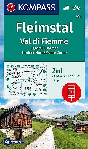 KOMPASS Wanderkarte 655 Fleimstal / Val di Fiemme, Lagorai, Latemar, Trudner Horn, Monte Corno 1:25.000: markierte Wanderwege, Hütten, Fahrradwege, ... zur offline Verwendung in der KOMPASS-App