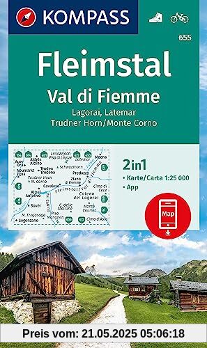 KOMPASS Wanderkarte 655 Fleimstal / Val di Fiemme, Lagorai, Latemar, Trudner Horn, Monte Corno 1:25.000: markierte Wanderwege, Hütten, Fahrradwege, ... zur offline Verwendung in der KOMPASS-App KOMPASS Wanderkarte 655 Fleimstal / Val di Fiemme, Lagorai, Latemar, Trudner Horn, Monte Corno 1:25.000: markierte Wanderwege, Hütten, Fahrradwege, ... zur offline Verwendung in der KOMPASS-App