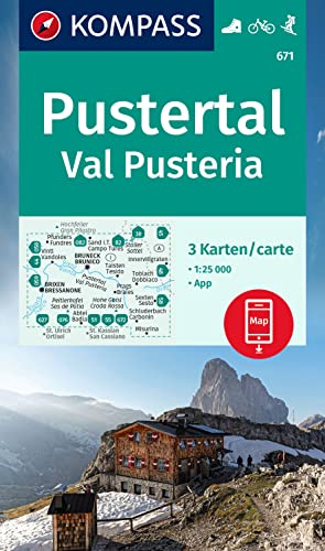 KOMPASS Wanderkarten-Set 671 Pustertal, Val Pusteria (3 Karten) 1:50.000: inklusive Karte zur offline Verwendung in der KOMPASS-App. Fahrradfahren. Skitouren