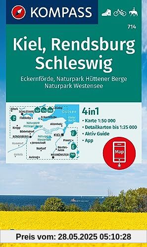 KOMPASS Wanderkarte 714 Kiel, Rendsburg, Schleswig 1:50.000: 4in1 Wanderkarte mit Aktiv Guide und Detailkarten inklusive Karte zur offline Verwendung in der KOMPASS-App. Fahrradfahren. Reiten. KOMPASS Wanderkarte 714 Kiel, Rendsburg, Schleswig 1:50.000: 4in1 Wanderkarte mit Aktiv Guide und Detailkarten inklusive Karte zur offline Verwendung in der KOMPASS-App. Fahrradfahren. Reiten.