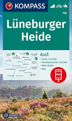 KOMPASS Wanderkarte 718 Lüneburger Heide 1:50.000: 4in1 Wanderkarte mit Aktiv Guide und Detailkarten inklusive Karte zur offline Verwendung in der KOMPASS-App. Fahrradfahren. Reiten. KOMPASS Wanderkarte 718 Lüneburger Heide 1:50.000: 4in1 Wanderkarte mit Aktiv Guide und Detailkarten inklusive Karte zur offline Verwendung in der KOMPASS-App. Fahrradfahren. Reiten.