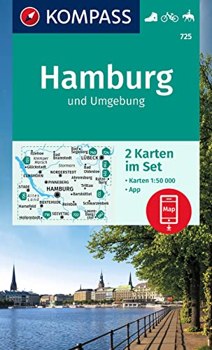 KOMPASS Wanderkarten-Set 725 Hamburg und Umgebung (2 Karten) 1:50.000: inklusive Karte zur offline Verwendung in der KOMPASS-App. Fahrradfahren. Reiten.