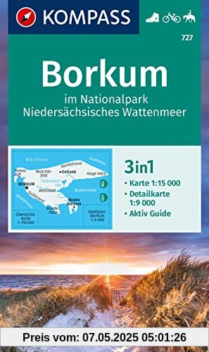 KOMPASS Wanderkarte 727 Borkum im Nationalpark Niedersächsisches Wattenmeer 1:15.000: 3in1 Wanderkarte, mit Aktiv Guide und Detailkarte. Fahrradfahren. Reiten. KOMPASS Wanderkarte 727 Borkum im Nationalpark Niedersächsisches Wattenmeer 1:15.000: 3in1 Wanderkarte, mit Aktiv Guide und Detailkarte. Fahrradfahren. Reiten.