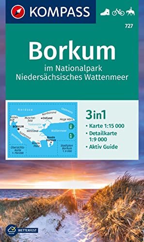 KOMPASS Wanderkarte 727 Borkum im Nationalpark Niedersächsisches Wattenmeer 1:15.000: 3in1 Wanderkarte, mit Aktiv Guide und Detailkarte. Fahrradfahren. Reiten. KOMPASS Wanderkarte 727 Borkum im Nationalpark Niedersächsisches Wattenmeer 1:15.000: 3in1 Wanderkarte, mit Aktiv Guide und Detailkarte. Fahrradfahren. Reiten.