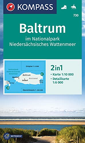 KOMPASS Wanderkarte 730 Baltrum im Nationalpark Niedersächsisches Wattenmeer 1:10.000: Mit Ortsplan, Aktiv Guide u. Reitwegen