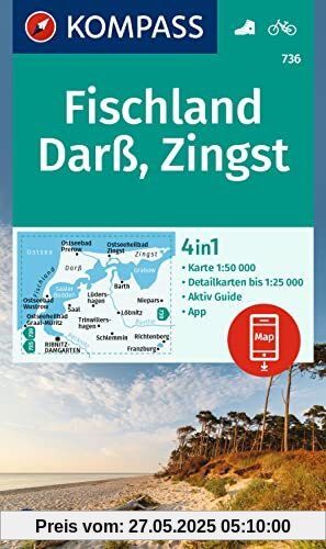 KOMPASS Wanderkarte 736 Fischland, Darß, Zingst 1:50.000: 4in1 Wanderkarte, mit Aktiv Guide und Detailkarten inklusive Karte zur offline Verwendung in der KOMPASS-App. Fahrradfahren. KOMPASS Wanderkarte 736 Fischland, Darß, Zingst 1:50.000: 4in1 Wanderkarte, mit Aktiv Guide und Detailkarten inklusive Karte zur offline Verwendung in der KOMPASS-App. Fahrradfahren.