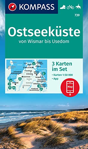 KOMPASS Wanderkarten-Set 739 Ostseeküste von Wismar bis Usedom (3 Karten) 1:50.000: inklusive Karte zur offline Verwendung in der KOMPASS-App. Fahrradfahren. Reiten von Kompass