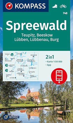 KOMPASS Wanderkarte 748 Spreewald, Teupitz, Beeskow, Lübben, Lübbenau, Burg 1:50.000: 4in1 Wanderkarte mit Aktiv Guide und Detailkarten inklusive ... Verwendung in der KOMPASS-App. Fahrradfahren. von KOMPASS-KARTEN