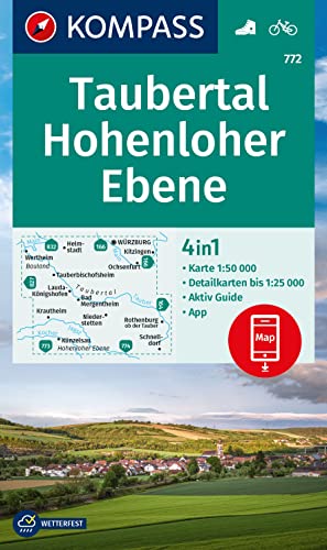KOMPASS Wanderkarte 772 Taubertal, Hohenloher Ebene 1:50.000: 4in1 Wanderkarte, mit Aktiv Guide und Detailkarten inklusive Karte zur offline ... Fahrradfahren. Skitouren. Langlaufen. KOMPASS Wanderkarte 772 Taubertal, Hohenloher Ebene 1:50.000: 4in1 Wanderkarte, mit Aktiv Guide und Detailkarten inklusive Karte zur offline ... Fahrradfahren. Skitouren. Langlaufen.