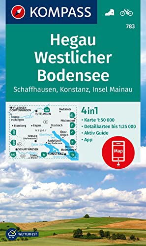 KOMPASS Wanderkarte 783 Hegau Westlicher Bodensee, Schaffhausen, Konstanz, Insel Mainau 1:50.000: 4in1 Wanderkarte, mit Aktiv Guide und Detailkarten ... Verwendung in der KOMPASS-App. Fahrradfahren. KOMPASS Wanderkarte 783 Hegau Westlicher Bodensee, Schaffhausen, Konstanz, Insel Mainau 1:50.000: 4in1 Wanderkarte, mit Aktiv Guide und Detailkarten ... Verwendung in der KOMPASS-App. Fahrradfahren.