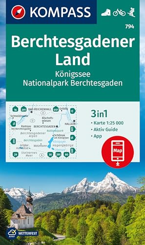 KOMPASS Wanderkarte 794 Berchtesgadener Land, Königssee, Nationalpark Berchtesgaden 1:25.000: 3in1 Wanderkarte mit Aktiv Guide inklusive Karte zur ... in der KOMPASS-App. Fahrradfahren. Skitouren.