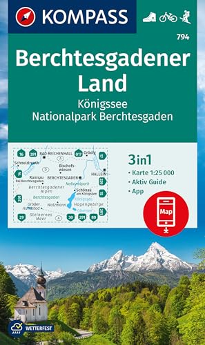 KOMPASS Wanderkarte 794 Berchtesgadener Land, Königssee, Nationalpark Berchtesgaden 1:25.000: 3in1 Wanderkarte mit Aktiv Guide inklusive Karte zur ... in der KOMPASS-App. Fahrradfahren. Skitouren.