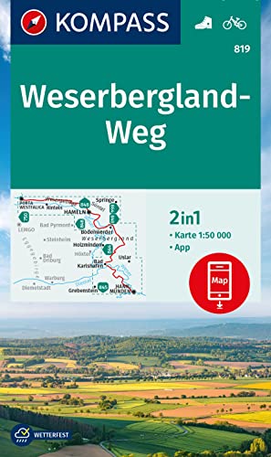 KOMPASS Wanderkarte 819 Weserbergland-Weg 1:50.000: 2in1 Wanderkarte, inklusive Karte zur offline Verwendung in der KOMPASS-App. Fahrradfahren KOMPASS Wanderkarte 819 Weserbergland-Weg 1:50.000: 2in1 Wanderkarte, inklusive Karte zur offline Verwendung in der KOMPASS-App. Fahrradfahren