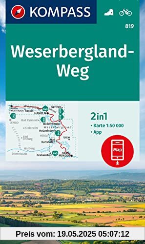 KOMPASS Wanderkarte 819 Weserbergland-Weg 1:50.000: 2in1 Wanderkarte, inklusive Karte zur offline Verwendung in der KOMPASS-App. Fahrradfahren KOMPASS Wanderkarte 819 Weserbergland-Weg 1:50.000: 2in1 Wanderkarte, inklusive Karte zur offline Verwendung in der KOMPASS-App. Fahrradfahren
