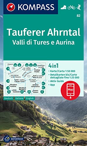 KOMPASS Wanderkarte 82 Tauferer Ahrntal, Valle di Tures e Aurina 1:50.000: 4in1 Wanderkarte, mit Aktiv Guide und Detailkarten inklusive Karte zur ... in der KOMPASS-App. Fahrradfahren. Skitouren. KOMPASS Wanderkarte 82 Tauferer Ahrntal, Valle di Tures e Aurina 1:50.000: 4in1 Wanderkarte, mit Aktiv Guide und Detailkarten inklusive Karte zur ... in der KOMPASS-App. Fahrradfahren. Skitouren.