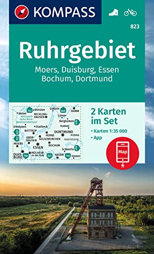 KOMPASS Wanderkarten-Set 823 Ruhrgebiet (2 Karten) 1:35.000: offline Karte in der KOMPASS-App, markierte Wanderwege, Fahrradwege von KOMPASS-KARTEN