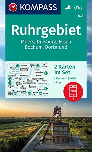 KOMPASS Wanderkarten-Set 823 Ruhrgebiet (2 Karten) 1:35.000: offline Karte in der KOMPASS-App, markierte Wanderwege, Fahrradwege von Kompass