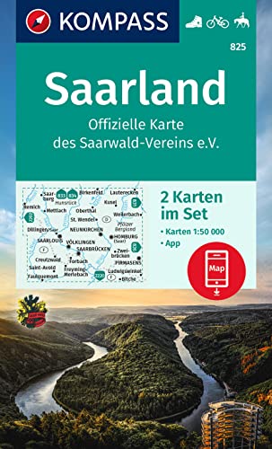 KOMPASS Wanderkarten-Set 825 Saarland, Offizielle Karte des Saarwald-Vereins e.V. (2 Karten) 1:50.000: inklusive Karte zur offline Verwendung in der KOMPASS-App. Fahrradfahren. Reiten. von Kompass