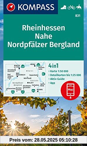 KOMPASS Wanderkarte 831 Rheinhessen, Nahe, Nordpfälzer Bergland 1:50.000: 4in1 Wanderkarte, mit Aktiv Guide und Detailkarten inklusive Karte zur ... Fahrradfahren. Skitouren. Langlaufen. KOMPASS Wanderkarte 831 Rheinhessen, Nahe, Nordpfälzer Bergland 1:50.000: 4in1 Wanderkarte, mit Aktiv Guide und Detailkarten inklusive Karte zur ... Fahrradfahren. Skitouren. Langlaufen.