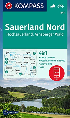 KOMPASS Wanderkarte 841 Sauerland Nord, Hochsauerland, Arnsberger Wald 1:50.000: 4in1 Wanderkarte, mit Aktiv Guide und Detailkarten inklusive Karte ... Verwendung in der KOMPASS-App. Fahrradfahren. KOMPASS Wanderkarte 841 Sauerland Nord, Hochsauerland, Arnsberger Wald 1:50.000: 4in1 Wanderkarte, mit Aktiv Guide und Detailkarten inklusive Karte ... Verwendung in der KOMPASS-App. Fahrradfahren.
