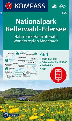 KOMPASS Wanderkarte 845 Nationalpark Kellerwald-Edersee, Naturpark Habichtswald, Wanderregion Medebach 1:50.000 von Kompass-Karten