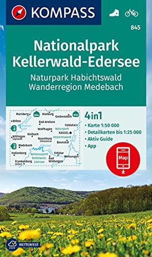 KOMPASS Wanderkarte 845 Nationalpark Kellerwald-Edersee, Naturpark Habichtswald, Wanderregion Medebach 1:50.000: 4in1 Wanderkarte mit Aktiv Guide und ... Verwendung in der KOMPASS-App. Fahrradfahren. KOMPASS Wanderkarte 845 Nationalpark Kellerwald-Edersee, Naturpark Habichtswald, Wanderregion Medebach 1:50.000: 4in1 Wanderkarte mit Aktiv Guide und ... Verwendung in der KOMPASS-App. Fahrradfahren.