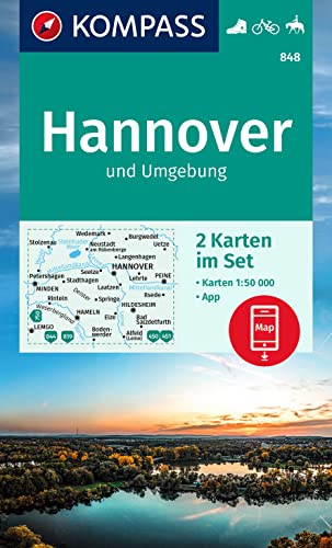 KOMPASS Wanderkarten-Set 848 Hannover und Umgebung (2 Karten) 1:50.000: Karte in der KOMPASS-App offline nutzen, markierte Wanderwege, Fahrradfahren