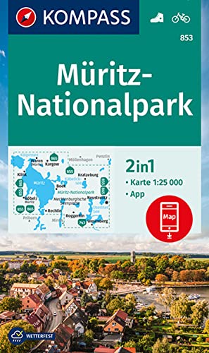 KOMPASS Wanderkarte 853 Müritz-Nationalpark 1:25.000: 2in1 Wanderkarte inklusive Karte zur offline Verwendung in der KOMPASS-App. Fahrradfahren.