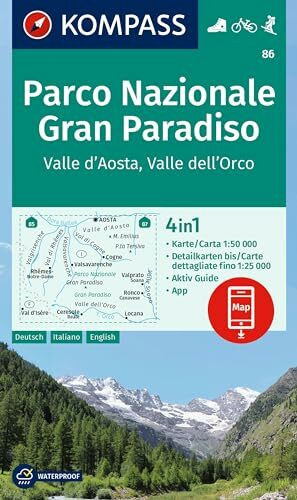 KOMPASS Wanderkarte 86 Parco Nazionale Gran Paradiso, Valle d'Aosta, Valle dell'Orco 1:50.000:...