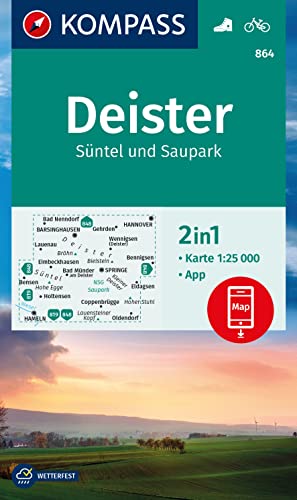 KOMPASS Wanderkarte 864 Deister, Süntel und Saupark 1:25.000: 2in1 Wanderkarte, inklusive Karte zur offline Verwendung in der KOMPASS-App. Fahrradfahren. KOMPASS Wanderkarte 864 Deister, Süntel und Saupark 1:25.000: 2in1 Wanderkarte, inklusive Karte zur offline Verwendung in der KOMPASS-App. Fahrradfahren.