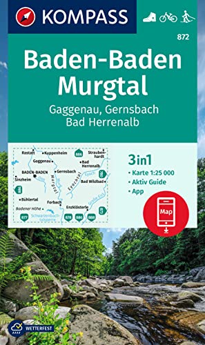 KOMPASS Wanderkarte 872 Baden-Baden, Murgtal, Gaggenau, Gernsbach, Bad Herrenalb 1:25.000: 3in1 Wanderkarte, mit Aktiv Guide inklusive Karte zur ... der KOMPASS-App. Fahrradfahren. Langlaufen. KOMPASS Wanderkarte 872 Baden-Baden, Murgtal, Gaggenau, Gernsbach, Bad Herrenalb 1:25.000: 3in1 Wanderkarte, mit Aktiv Guide inklusive Karte zur ... der KOMPASS-App. Fahrradfahren. Langlaufen.