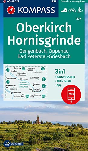 KOMPASS Wanderkarte 877 Oberkirch, Hornisgrinde, Gengenbach, Oppenau, Bad Peterstal-Griesbach 1:25.000: 3in1 Wanderkarte mit Aktiv Guide inklusive ... der KOMPASS-App. Fahrradfahren. Langlaufen.
