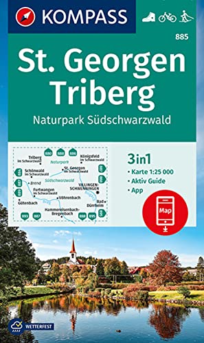 KOMPASS Wanderkarte 885 St. Georgen, Triberg, Naturpark Südschwarzwald 1:25.000: 3in1 Wanderkarte mit Aktiv Guide inklusive Karte zur offline Verwendung in der KOMPASS-App. Fahrradfahren. Langlaufen.