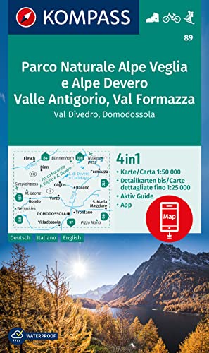 KOMPASS Wanderkarte 89 Parco Naturale Alpe Veglia e Alpe Devero, Valle Antigorio, Val Formazza, Val Divedro, Domodossola 1:50.000: 4in1 Wanderkarte ... in der KOMPASS-App. Fahrradfahren. Skitouren. KOMPASS Wanderkarte 89 Parco Naturale Alpe Veglia e Alpe Devero, Valle Antigorio, Val Formazza, Val Divedro, Domodossola 1:50.000: 4in1 Wanderkarte ... in der KOMPASS-App. Fahrradfahren. Skitouren.
