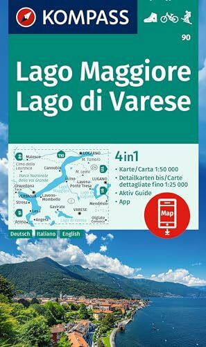 KOMPASS Wanderkarte 90 Lago Maggiore, Lago di Varese 1:50.000: 4in1 Wanderkarte, mit Aktiv Gui... KOMPASS Wanderkarte 90 Lago Maggiore, Lago di Varese 1:50.000: 4in1 Wanderkarte, mit Aktiv Gui...