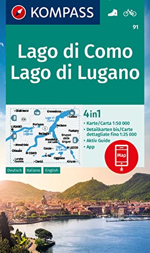 KOMPASS Wanderkarte 91 Lago di Como, Lago di Lugano 1:50.000: 4in1 Wanderkarte mit Aktiv Guide und Detailkarten inklusive Karte zur offline Verwendung in der KOMPASS-App. Fahrradfahren. KOMPASS Wanderkarte 91 Lago di Como, Lago di Lugano 1:50.000: 4in1 Wanderkarte mit Aktiv Guide und Detailkarten inklusive Karte zur offline Verwendung in der KOMPASS-App. Fahrradfahren.