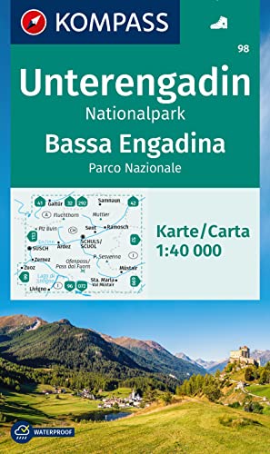 KOMPASS Wanderkarte 98 Unterengadin, Nationalpark / Bassa Engadina, Parco Nazionale 1:40.000: markierte Wanderwege, Hütten, Radrouten KOMPASS Wanderkarte 98 Unterengadin, Nationalpark / Bassa Engadina, Parco Nazionale 1:40.000: markierte Wanderwege, Hütten, Radrouten