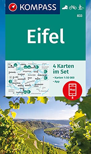 KOMPASS Wanderkarten-Set 833 Eifel (4 Karten) 1:50.000: inklusive Karte zur offline Verwendung in der KOMPASS-App. Fahrradfahren. Langlaufen. von Kompass Karten GmbH