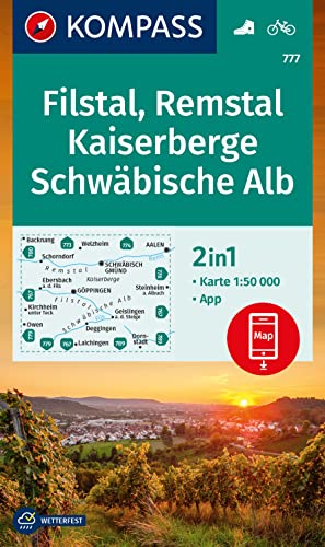 KOMPASS Wanderkarte 777 Filstal, Remstal, Kaiserberge, Schwäbische Alb 1:50.000: 2in 1 Wanderkarte mit Aktiv Guide, App, Radwegen