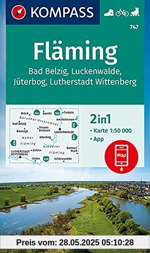 KOMPASS Wanderkarte Fläming: Wanderkarte mit Aktiv Guide und Radtouren. GPS-genau. 1:50000 (KOMPASS-Wanderkarten, Band 747)