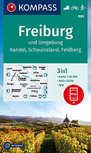 KOMPASS Wanderkarte 889 Freiburg und Umgebung, Kandel, Schauinsland, Feldberg 1:25.000: 3in1 Wanderkarte mit Aktiv Guide inklusive Karte zur offline Verwendung in der KOMPASS-App. Fahrradfahren.