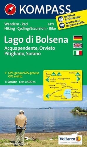 KOMPASS Wanderkarte Lago di Bolsena - Acquapendente - Orvieto - Pitigliano - Sorano: Wanderkarte mit Radtouren. GPS-genau. 1:50000 (KOMPASS-Wanderkarten, Band 2471)