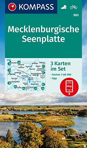 KOMPASS Wanderkarten-Set 865 Mecklenburgische Seenplatte (3 Karten) 1:60.000: inklusive Karte zur offline Verwendung in der KOMPASS-App. Fahrradfahren. von Kompass