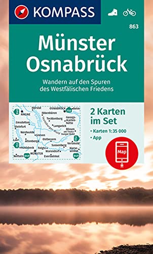 KOMPASS Wanderkarten-Set 863 Münster, Osnabrück (2 Karten) 1:35.000: inklusive Karte zur offline Verwendung in der KOMPASS-App. Fahrradfahren. von Kompass