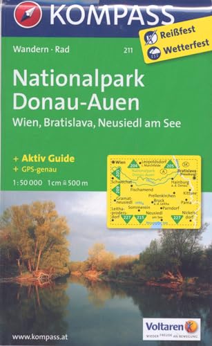 KOMPASS Wanderkarte Nationalpark Donau-Auen - Wien - Bratislava - Neusiedl am See: Wanderkarte mit Kurzführer und Radrouten. GPS-genau. 1:50000