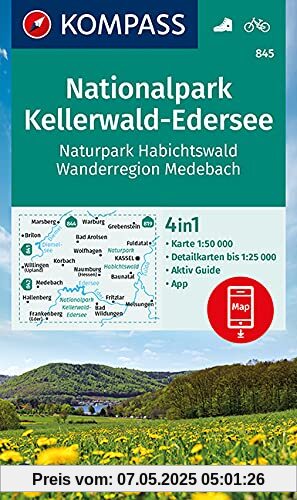 KOMPASS Wanderkarte Nationalpark Kellerwald-Edersee, Naturpark Habichtswald, Wanderregion Medebach: 4in1 Wanderkarte 1:50000 mit Aktiv Guide und ... Verwendung in der KOMPASS-App. Fahrradfahren. KOMPASS Wanderkarte Nationalpark Kellerwald-Edersee, Naturpark Habichtswald, Wanderregion Medebach: 4in1 Wanderkarte 1:50000 mit Aktiv Guide und ... Verwendung in der KOMPASS-App. Fahrradfahren.