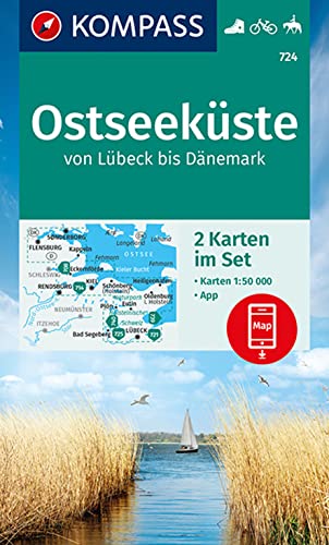 KOMPASS Wanderkarten-Set 724 Ostseeküste von Lübeck bis Dänemark (2 Karten) 1:50.000: inklusive Karte zur offline Verwendung in der KOMPASS-App. Fahrradfahren. Reiten. von Kompass Karten GmbH