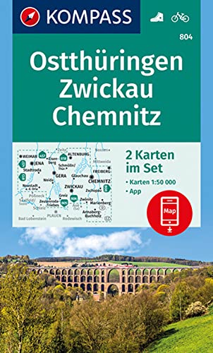 KOMPASS Wanderkarten-Set 804 Ostthüringen, Zwickau, Chemnitz (2 Karten) 1:50.000: inklusive Karte zur offline Verwendung in der KOMPASS-App. Fahrradfahren.