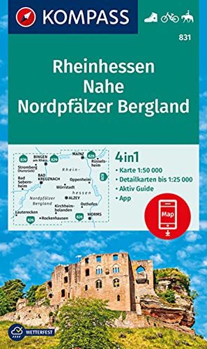 KOMPASS Wanderkarte 831 Rheinhessen, Nahe, Nordpfälzer Bergland 1:50.000: 4in1 Wanderkarte mit Aktiv Guide und Detailkarten inklusive Karte zur ... in der KOMPASS-App. Fahrradfahren. Reiten.